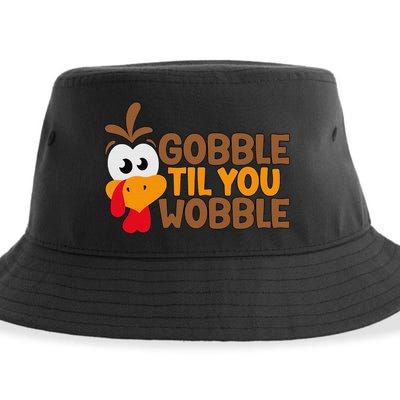 Gobble Til You Wobble Baby Outfit Thanksgiving Sustainable Bucket Hat