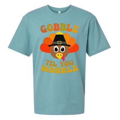 Gobble Til You Wobble Thanksgiving Day Sueded Cloud Jersey T-Shirt