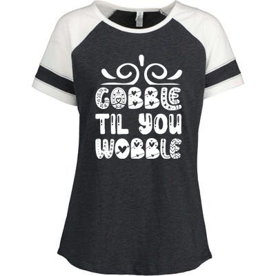 Gobble Til You Wobble Enza Ladies Jersey Colorblock Tee