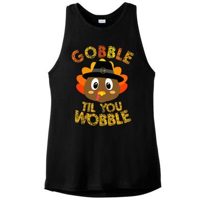 Gobble Til You Wobble Baby Outfit Thanksgiving Ladies PosiCharge Tri-Blend Wicking Tank