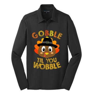 Gobble Til You Wobble Baby Outfit Thanksgiving Silk Touch Performance Long Sleeve Polo