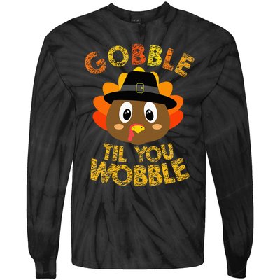 Gobble Til You Wobble Baby Outfit Thanksgiving Tie-Dye Long Sleeve Shirt