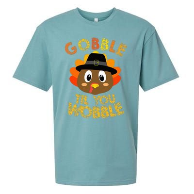 Gobble Til You Wobble Baby Outfit Thanksgiving Sueded Cloud Jersey T-Shirt