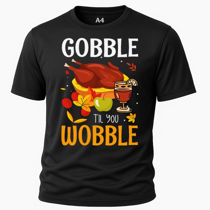 Gobble Til You Wobble Thanksgiving Turkey Cooling Performance Crew T-Shirt