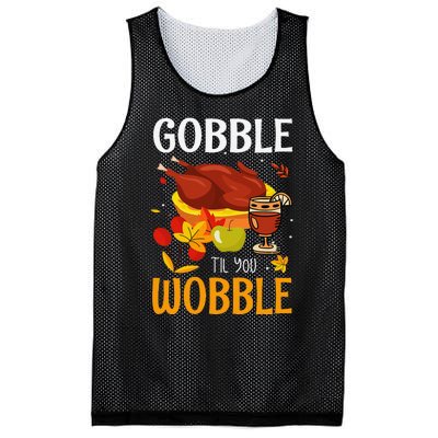 Gobble Til You Wobble Thanksgiving Turkey Mesh Reversible Basketball Jersey Tank