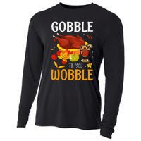 Gobble Til You Wobble Thanksgiving Turkey Cooling Performance Long Sleeve Crew