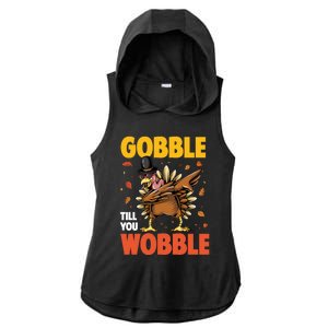 Gobble Till You Wobble Dabbing Turkey Family Thanksgiving Gift Ladies PosiCharge Tri-Blend Wicking Draft Hoodie Tank