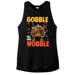 Gobble Till You Wobble Dabbing Turkey Family Thanksgiving Gift Ladies PosiCharge Tri-Blend Wicking Tank