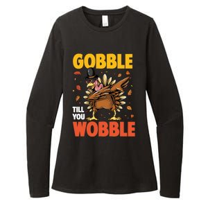 Gobble Till You Wobble Dabbing Turkey Family Thanksgiving Gift Womens CVC Long Sleeve Shirt