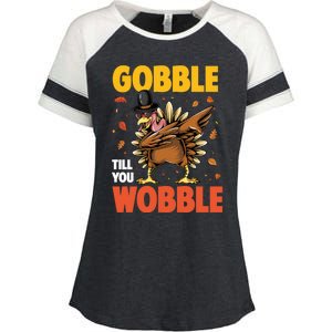 Gobble Till You Wobble Dabbing Turkey Family Thanksgiving Gift Enza Ladies Jersey Colorblock Tee