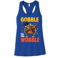 Gobble Till You Wobble Dabbing Turkey Family Thanksgiving Gift Women's Racerback Tank