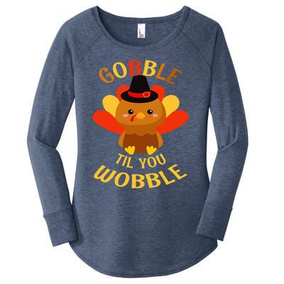 Gobble Til You Wobble Baby Thanksgiving Women's Perfect Tri Tunic Long Sleeve Shirt