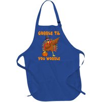 Gobble Til You Wobble Dabbing Turkey Thanksgiving Full-Length Apron With Pockets