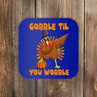 Gobble Til You Wobble Dabbing Turkey Thanksgiving Coaster