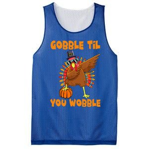 Gobble Til You Wobble Dabbing Turkey Thanksgiving Mesh Reversible Basketball Jersey Tank