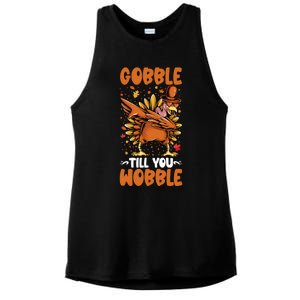 Gobble Till You Wobble Dabbing Turkey Funny Thanksgiving Gift Ladies PosiCharge Tri-Blend Wicking Tank