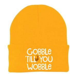 Gobble Till You Wobble Turkey Face Funny Thanksgiving Humor Great Gift Knit Cap Winter Beanie