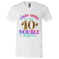 Girl Ten Years This Girl Is Now 10 Double Digits V-Neck T-Shirt