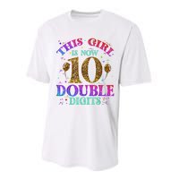 Girl Ten Years This Girl Is Now 10 Double Digits Performance Sprint T-Shirt