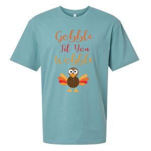 Gobble Till You Wobble Funny Thanksgiving Turkey Graphic Great Gift Sueded Cloud Jersey T-Shirt