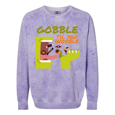 Gobble Til You Wobble Funny Halloween Costume Gift Colorblast Crewneck Sweatshirt