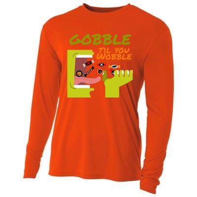 Gobble Til You Wobble Funny Halloween Costume Gift Cooling Performance Long Sleeve Crew