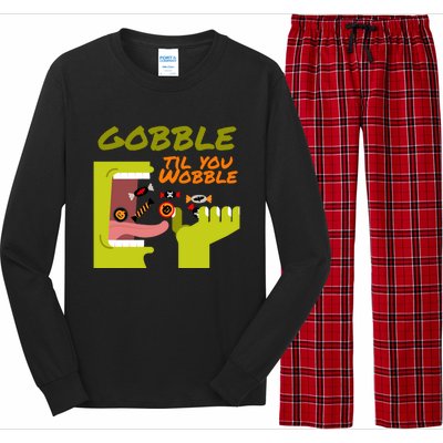 Gobble Til You Wobble Funny Halloween Costume Gift Long Sleeve Pajama Set