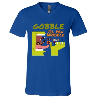 Gobble Til You Wobble Funny Halloween Costume Gift V-Neck T-Shirt