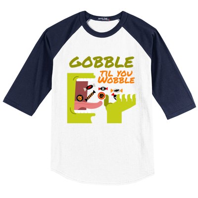 Gobble Til You Wobble Funny Halloween Costume Gift Baseball Sleeve Shirt