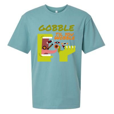 Gobble Til You Wobble Funny Halloween Costume Gift Sueded Cloud Jersey T-Shirt