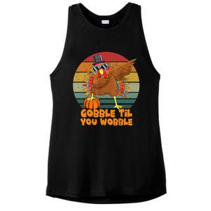 Gobble Til You Wobble Dabbing Turkey Thanksgiving Great Gift Ladies PosiCharge Tri-Blend Wicking Tank