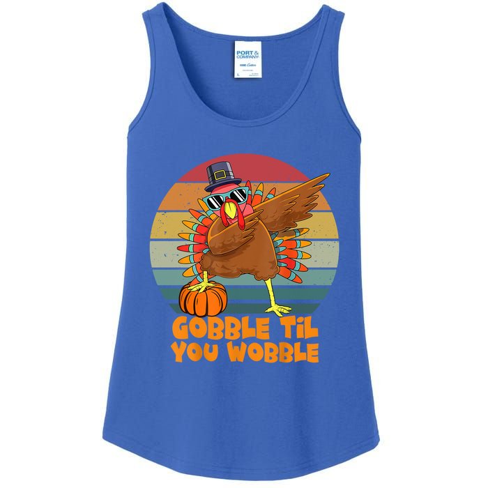 Gobble Til You Wobble Dabbing Turkey Thanksgiving Great Gift Ladies Essential Tank