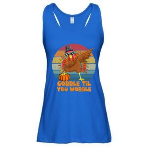 Gobble Til You Wobble Dabbing Turkey Thanksgiving Great Gift Ladies Essential Flowy Tank