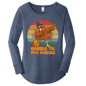 Gobble Til You Wobble Dabbing Turkey Thanksgiving Great Gift Women's Perfect Tri Tunic Long Sleeve Shirt