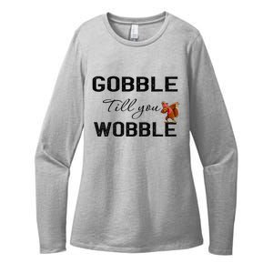 Gobble Till You Wobble Dabbing Turkey Thanksgiving Gift Womens CVC Long Sleeve Shirt