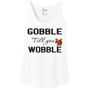 Gobble Till You Wobble Dabbing Turkey Thanksgiving Gift Ladies Essential Tank