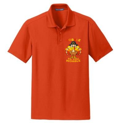 Gobble Til You Wobble Funny Outfit Thanksgiving Great Gift Dry Zone Grid Polo