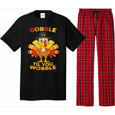 Gobble Til You Wobble Funny Outfit Thanksgiving Great Gift Pajama Set