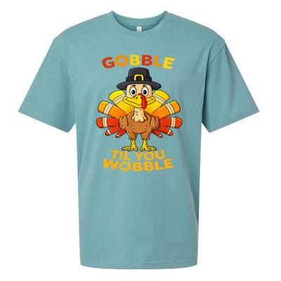 Gobble Til You Wobble Funny Outfit Thanksgiving Great Gift Sueded Cloud Jersey T-Shirt