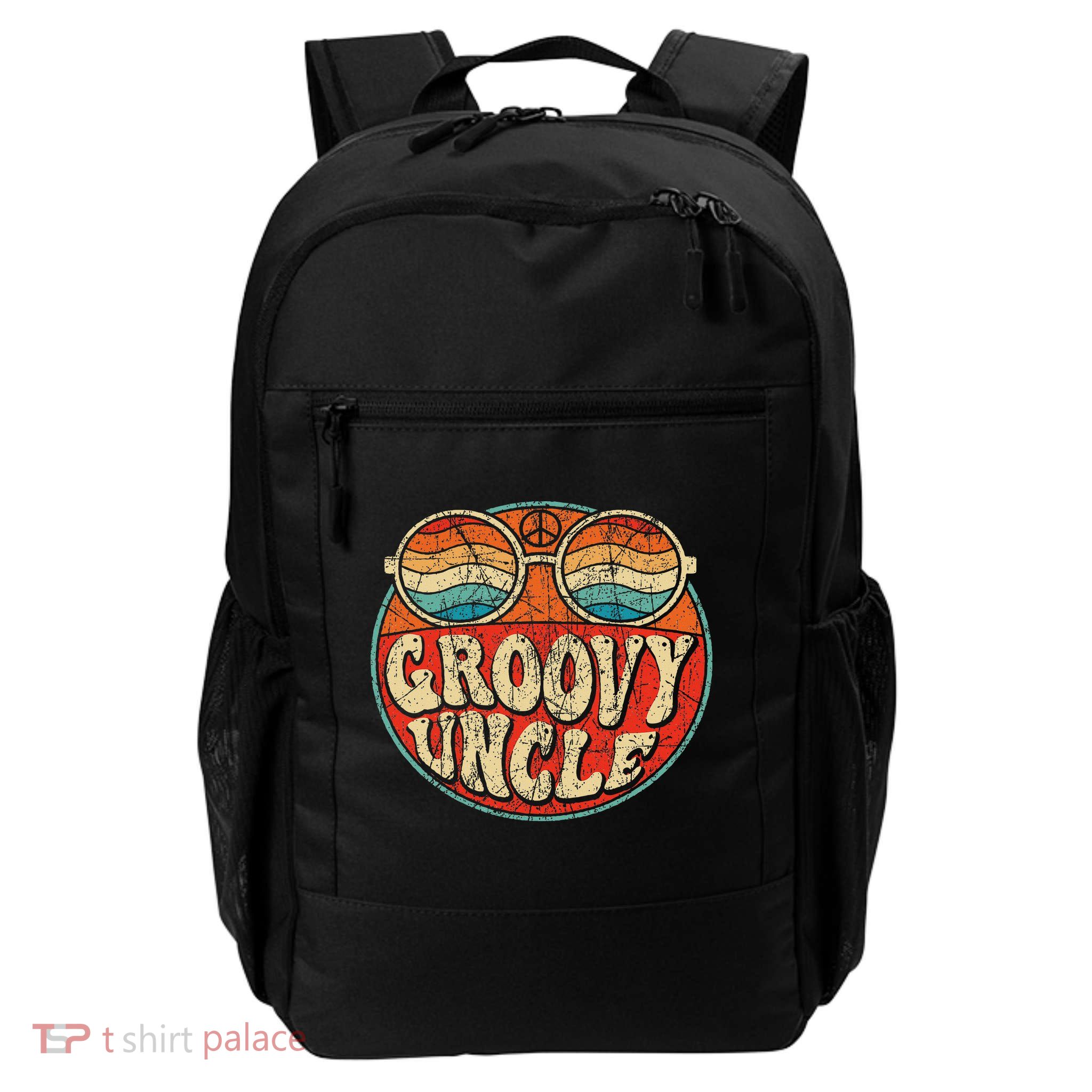 Groovy Uncle 70s Aesthetic Nostalgia 1970's Retro Uncle Daily Commute Backpack