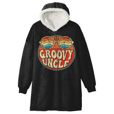 Groovy Uncle 70s Aesthetic Nostalgia 1970's Retro Uncle Hooded Wearable Blanket