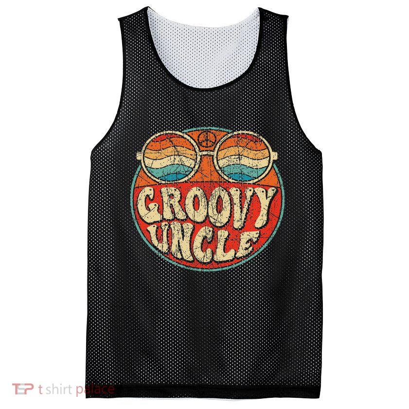 Groovy Uncle 70s Aesthetic Nostalgia 1970's Retro Uncle Mesh Reversible Basketball Jersey Tank