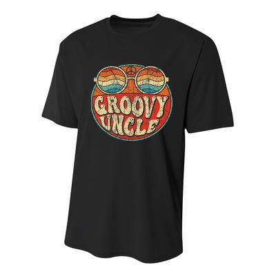 Groovy Uncle 70s Aesthetic Nostalgia 1970's Retro Uncle Youth Performance Sprint T-Shirt