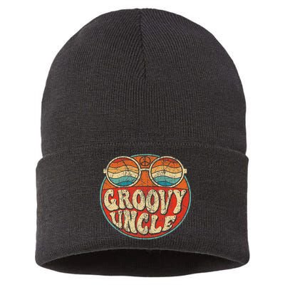 Groovy Uncle 70s Aesthetic Nostalgia 1970's Retro Uncle Sustainable Knit Beanie