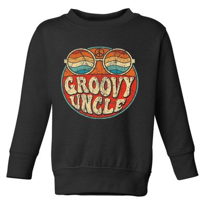 Groovy Uncle 70s Aesthetic Nostalgia 1970's Retro Uncle Toddler Sweatshirt