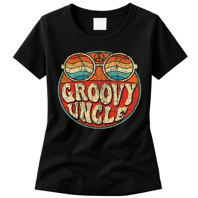 Groovy Uncle 70s Aesthetic Nostalgia 1970's Retro Uncle Womens T-Shirt
