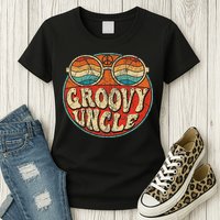 Groovy Uncle 70s Aesthetic Nostalgia 1970's Retro Uncle Womens T-Shirt