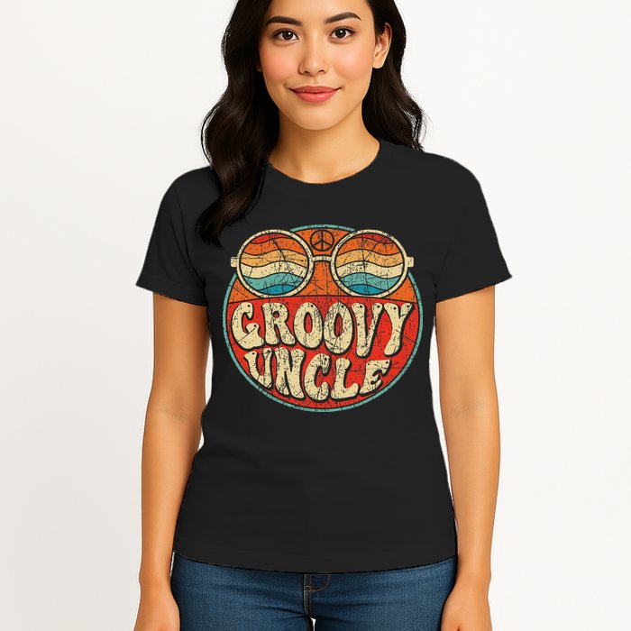 Groovy Uncle 70s Aesthetic Nostalgia 1970's Retro Uncle Womens T-Shirt