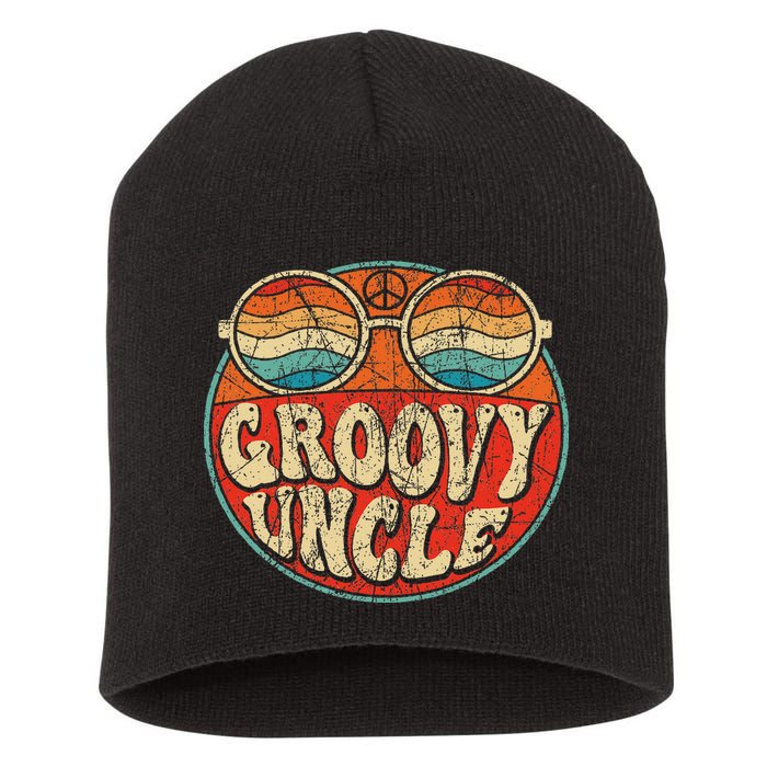 Groovy Uncle 70s Aesthetic Nostalgia 1970's Retro Uncle Short Acrylic Beanie