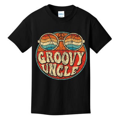 Groovy Uncle 70s Aesthetic Nostalgia 1970's Retro Uncle Kids T-Shirt